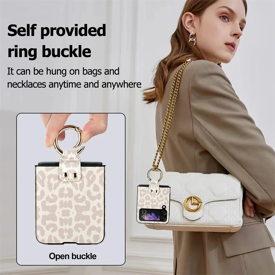 Матовый кожаный чехол с кольцом-держателем для Samsung Galaxy Z Flip 5 4 3 Flip5 P4