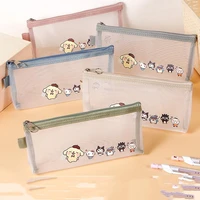 cartoon sanrio netting pen case hello kittys my melody accessories cute beauty anime stationery storage box toys for girls gift