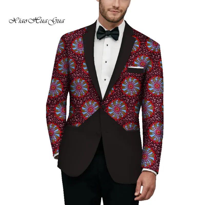 

African Men Clothes Blazer Slim Fit Fancy Blazers Suit Jacket Africa Tops Coat Flower Blazer Wedding Dress Suit Casual WYN571