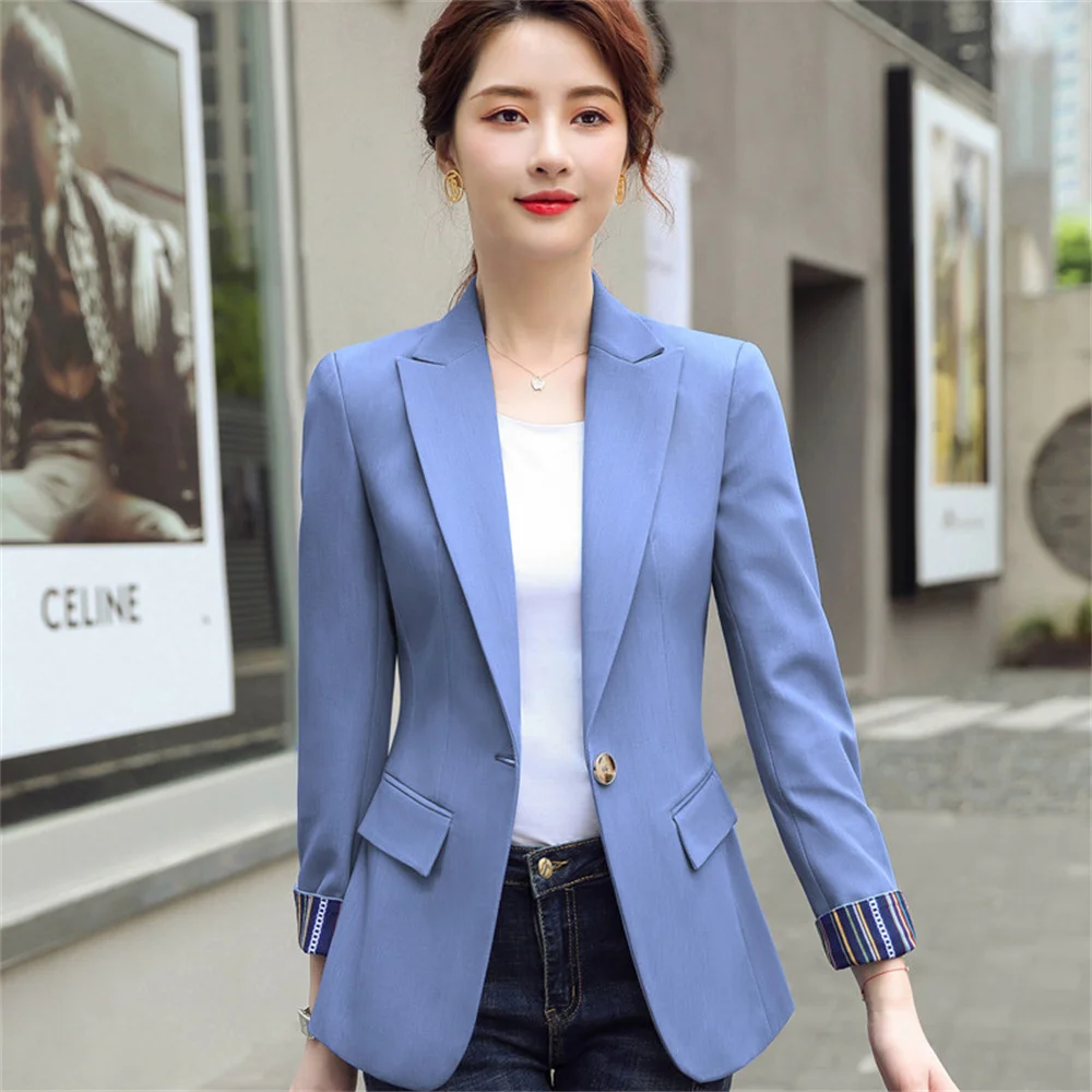 Women Formal Jacket 2023 New in Office Lady Female Black Bule Green Long Sleeve Single Breasted Fashion Work Wear Blazer Coat