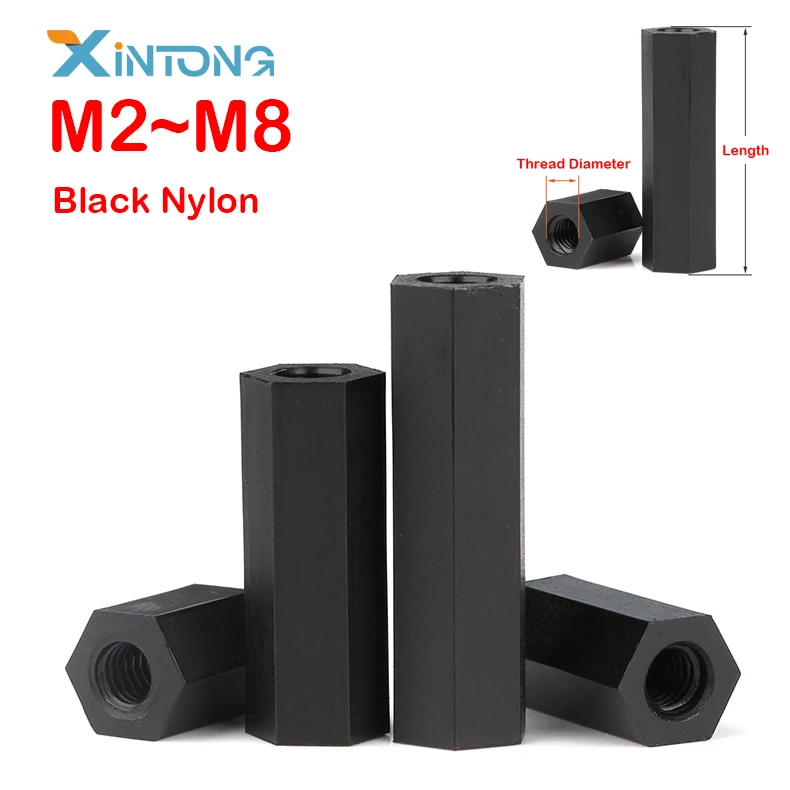 

M2 M2.5 M3 M4 M5 M6 черный нейлоновый шестигранный промежуточный винт для ПК компьютера материнской платы печатной платы разделитель резьбовой болт Длина 5 мм-100 мм