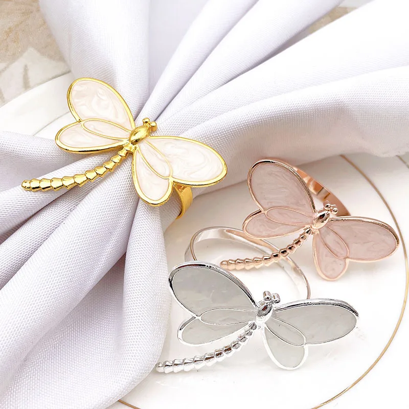 

Dragonfly Napkin Ring DIY Hotel Wedding Banquet Table Display Metal Napkin Buckle Wedding Table Decoration Napkin Rings Holders
