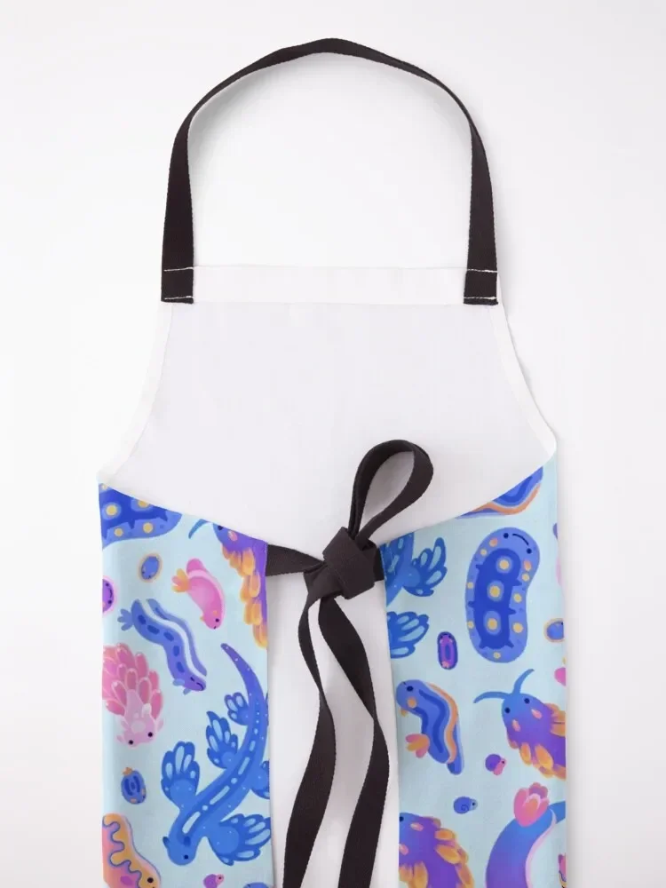 Морской слизня - пастельно-синий фартук Кулинарный женский для кемпинга