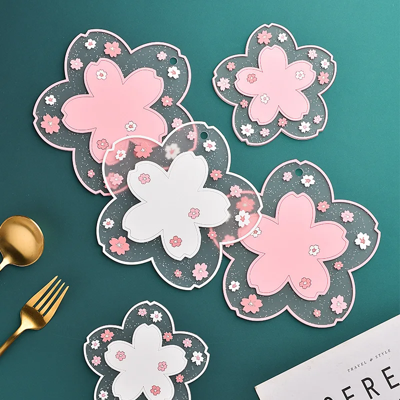 

Cherry Blossom Coaster Insulation Mat Non-Slip Mat Household Tea Cup Mat Anti-Scald Dining Table Mats Drink Cup Coasters