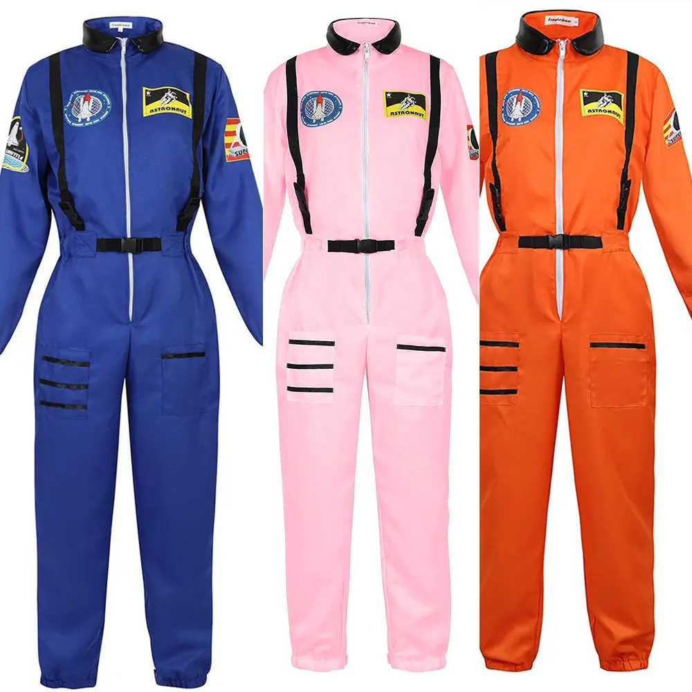 

Женский костюм астронавта, серебряный костюм для косплея для взрослых и мужчин, комбинезоны, костюм астронавта, костюм космоса, женские костюмы для косплея