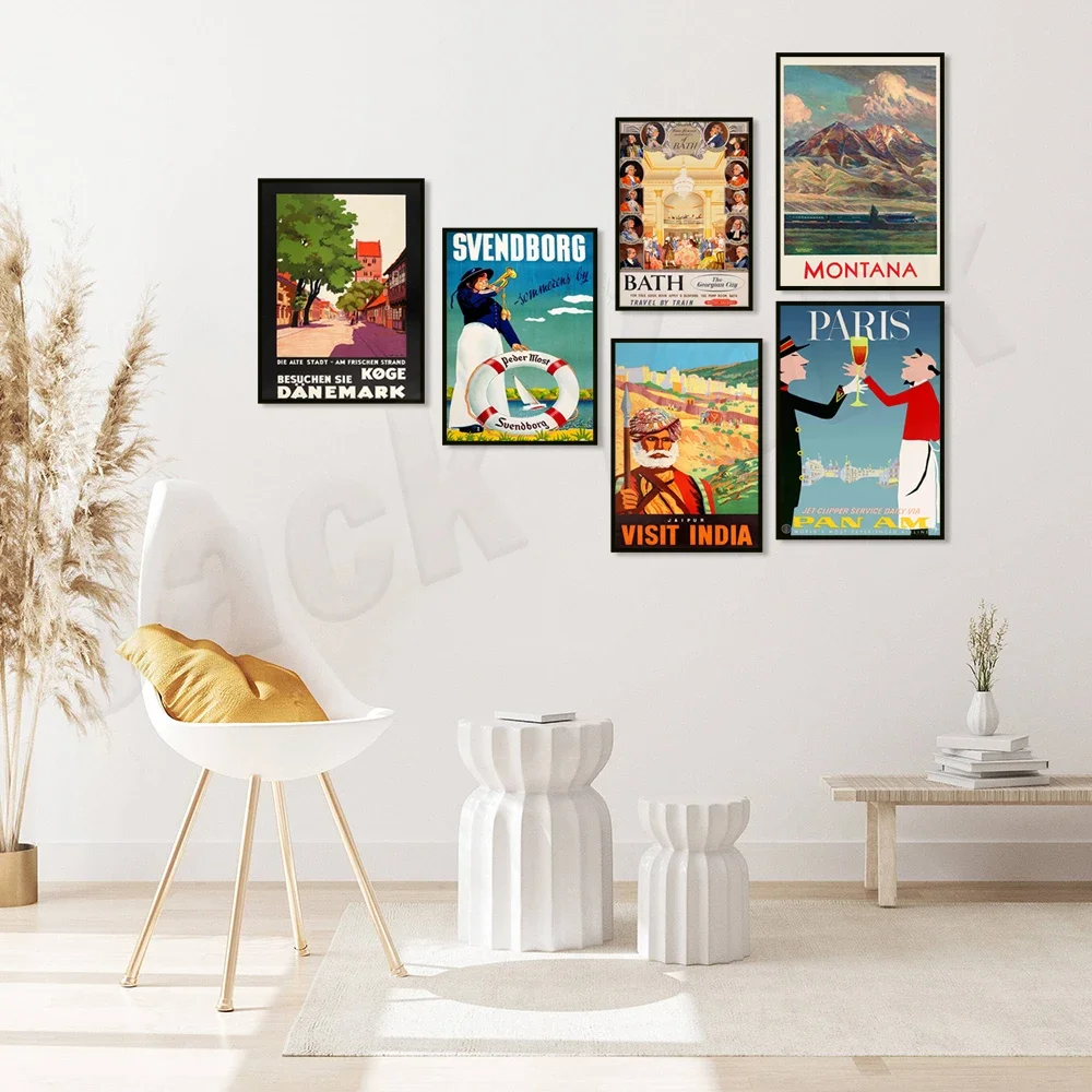 Дорожные постеры для Монтана Монггенева Англия Швейцария Берн Джаaipur Индия