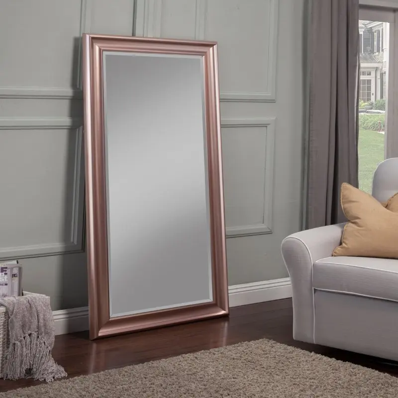 

Toned Finish. Rose Gold-Toned Length Leaner Rectangular Polystyrene Frame Mirror with Finest Finish.