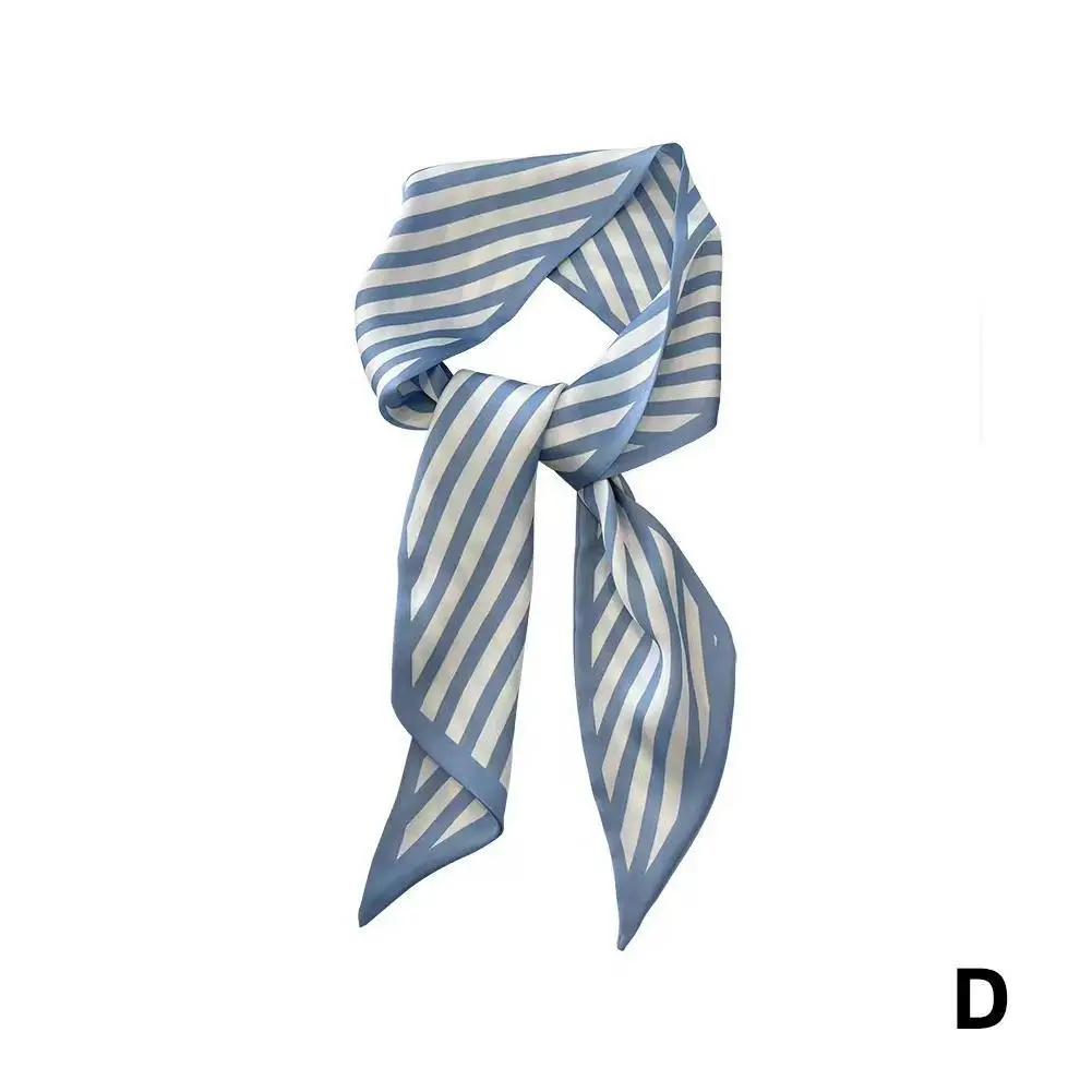 Синий маленький шелковый шарф модный цветочный женский декоративный аксессуары