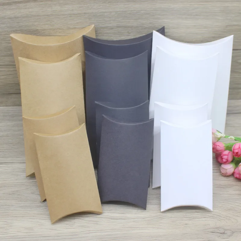 

5pc multis size gifts box vintage kraft white gifts package pillow box paper party suppiles wrapping jewelry package