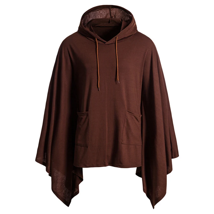 

Fashion Men Cloak Coats Hooded Solid Loose Streetwear Punk Windproof Men's Solid Winter Long Cape Clothing