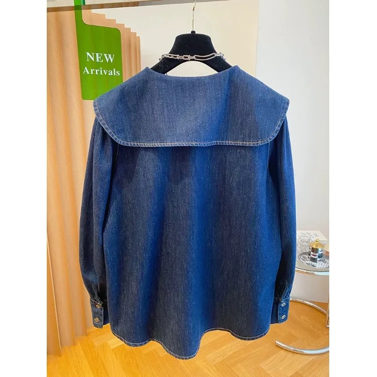 Весна и осень 2024 повседневная художественная джинсовая верхняя одежда больших