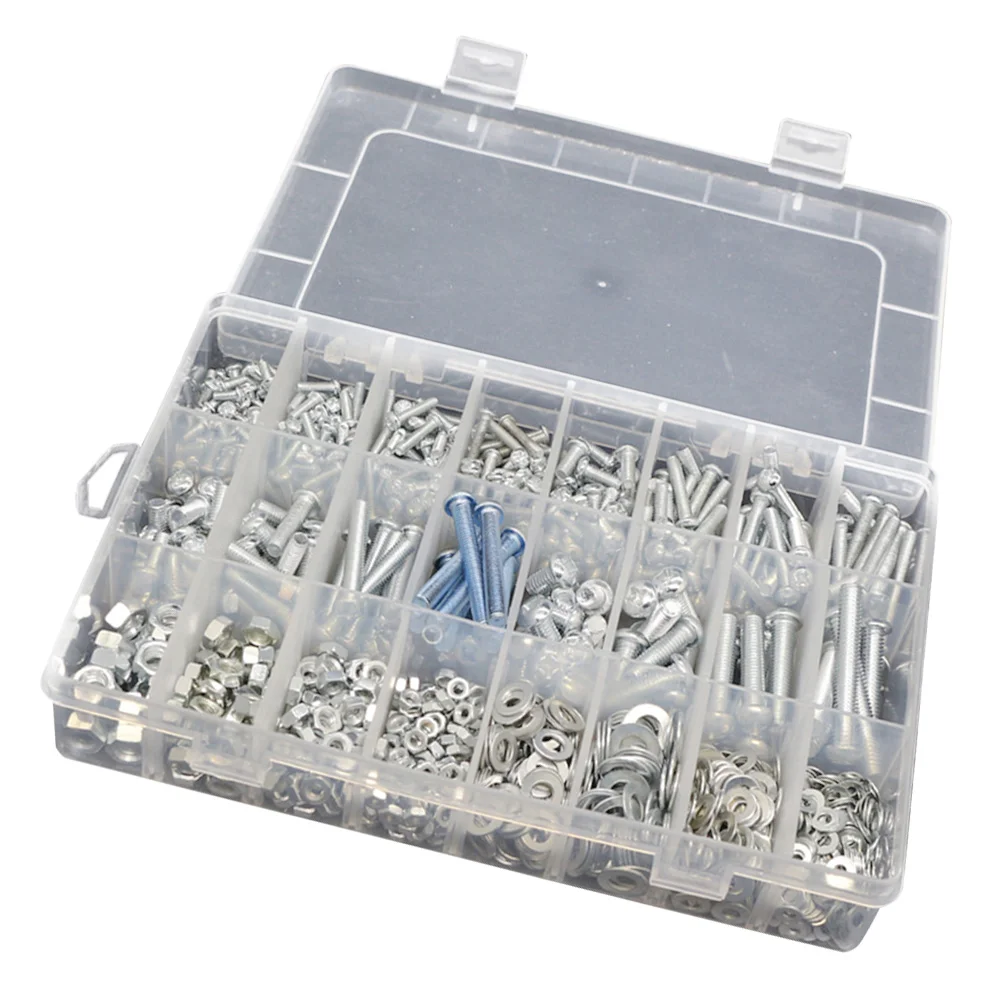 

24 Grid DIY Tool Boxed Round Head Screw Nut Bolt Screw Washer