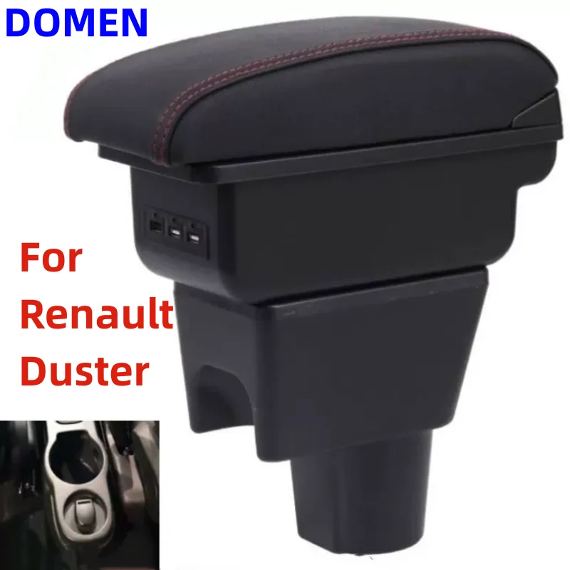 

For Renault Duste armrest box For Renault Dacia Duster I 2010-2019 Central console storage armrest box Cup holder PU Leather