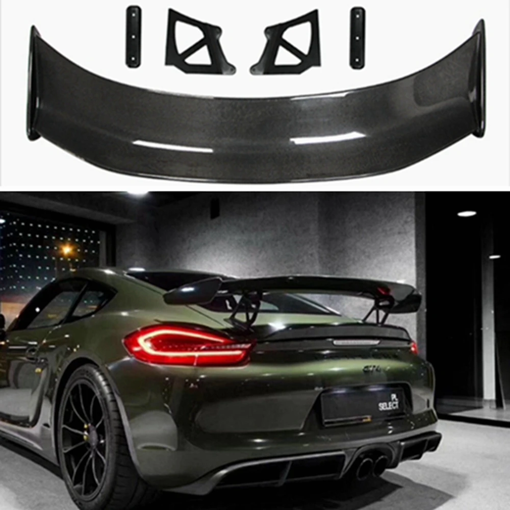 

For Porsche Cayman 981 986 987 718 GT4 GT 2016 2017 2018 2019 Car Exterior Decoration Carbon Fiber Rear Spoiler Tail Wings
