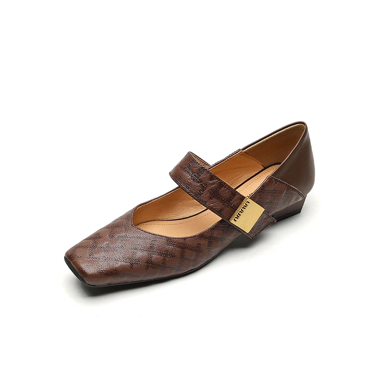 Женские туфли-лодочки из натуральной кожи с квадратным носком 22-2024 см