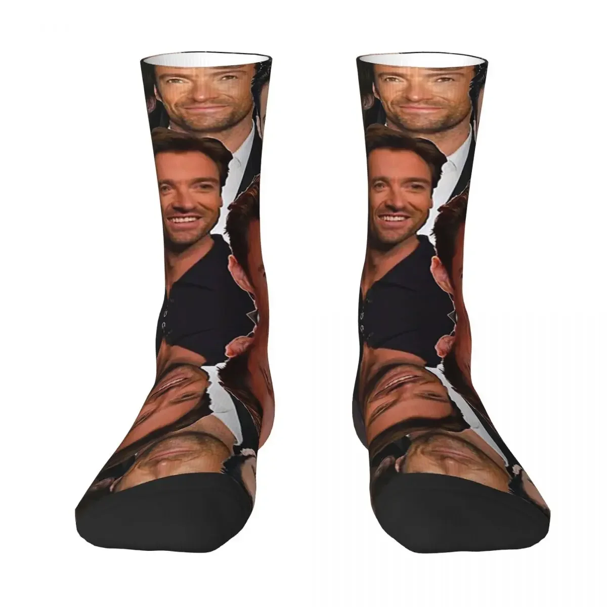 

All Seasons Crew Stockings Hugh Jackman Photo Collage Socks Harajuku Funny Long Socks Accessories for Men Women Birthday Present