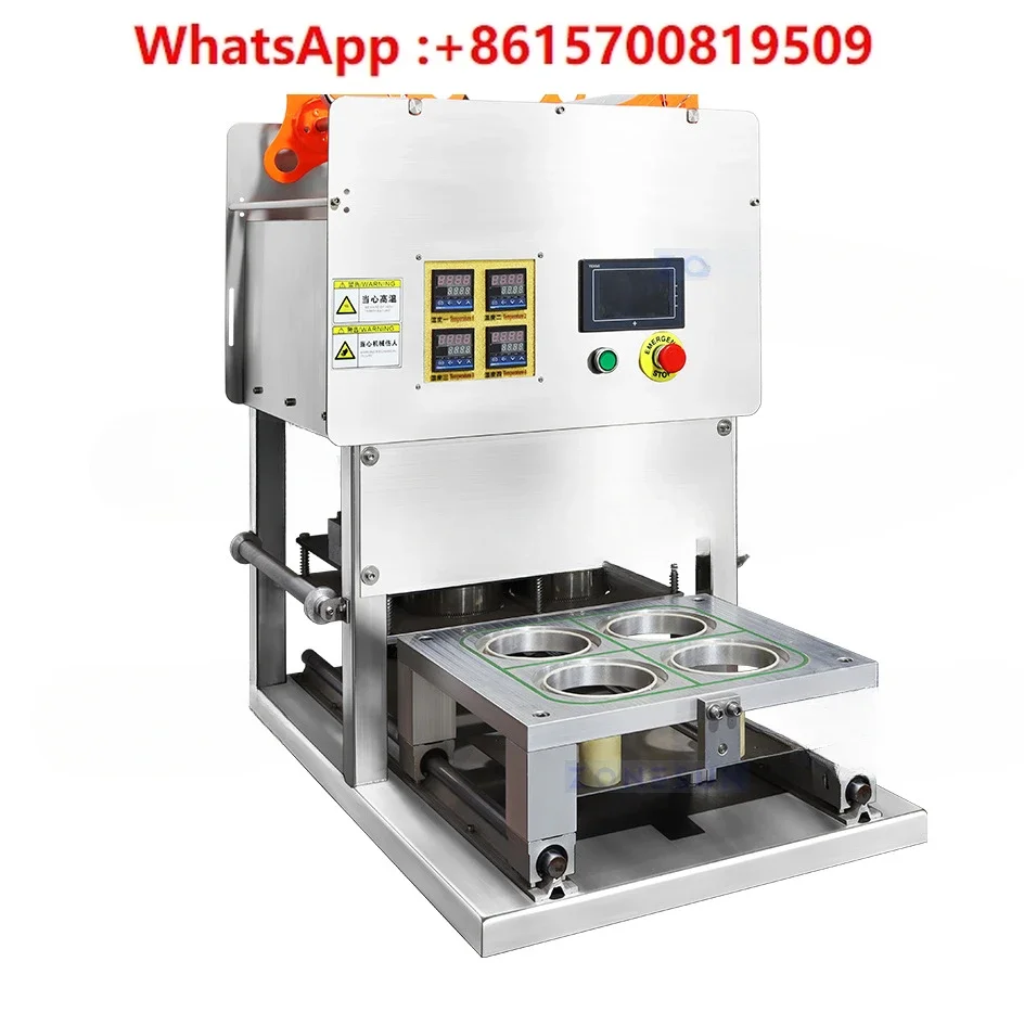 ZONESUN 4-головочная пневматическая машина для запечатывания стаканчиков