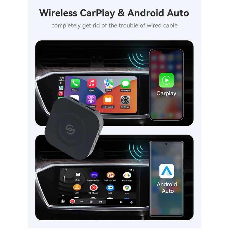 

1Set Mini Android 11.0 Wireless Adapter Multimedia Player Black For Car Built-In Carplay