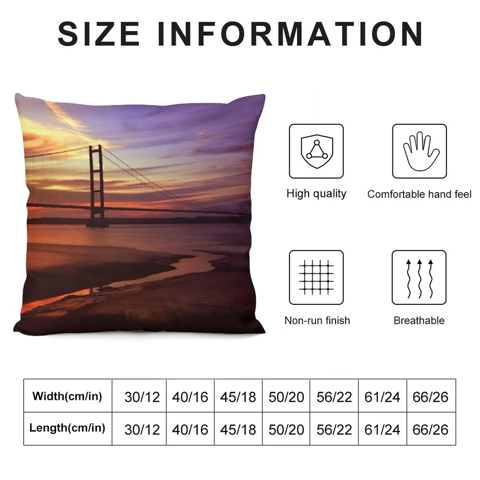 Силуэт огненного заката: Humber подвесной мост декоративная подушка Рождественская