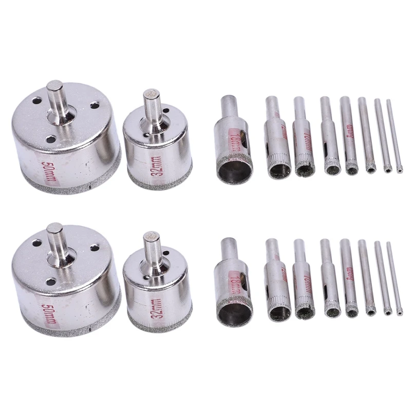 

20Pcs Diamond Hole Saw 3-50Mm Drill Bit Saw Set Tile Ceramic Marble Glass Cutter