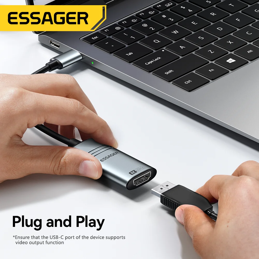 Адаптер Essager HDMI-USB-C 8K @ 60Hz 4K 120Hz/144Hz для iPhone MacBook Pro Air iPad Samsung высокоскоростной