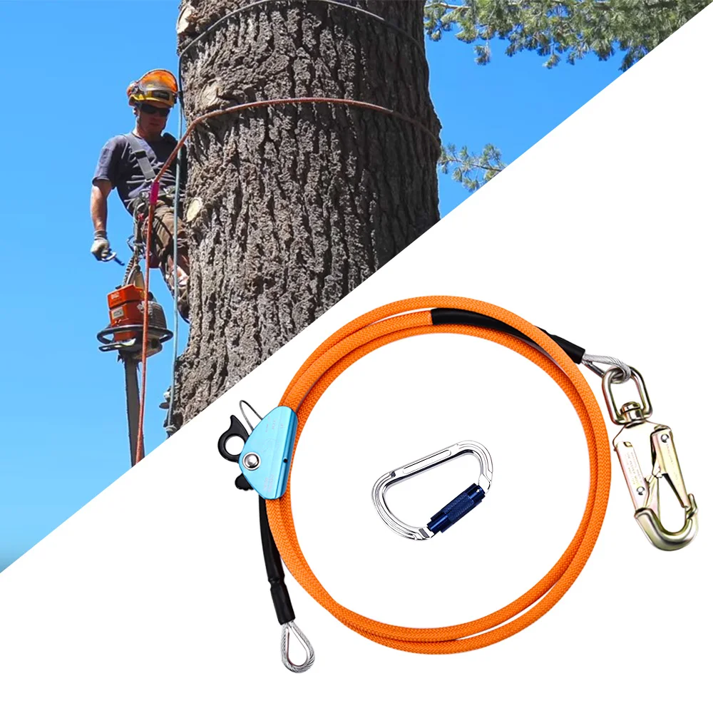 steel core lanyard Steel Wire Core ore Flip Line Kit with Triple Lock Carabiner Adjustable Lanyard Tree Inspection Tree Climber