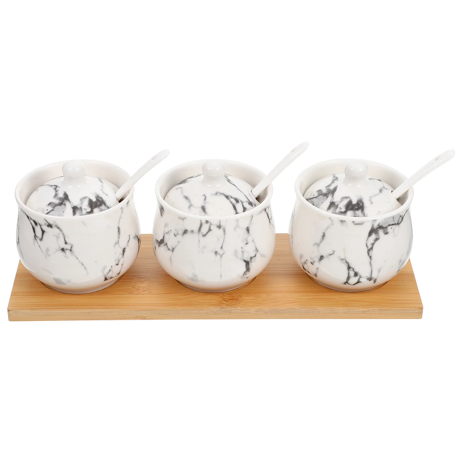 

Ceramic Jar Condiment Seasoning Boxstorage Sugar Containers Salt Porcelain Pot Bowl Jars Spoon Set Lid Kitchen Pots Container