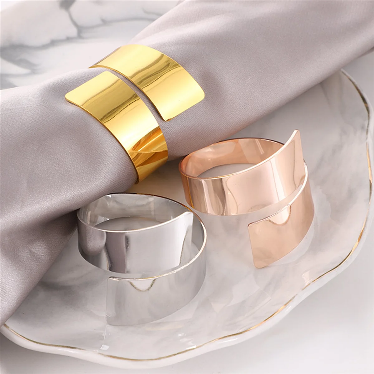 

12Pcs Rose Gold Metal Table Decor Napkin Ring Holder Spring for Wedding Setting, Easter Dinner, Valentine's Day