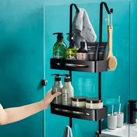 hanging bath shelves bathroom shelf organizer nail free shower shampoo holder storage shelf rack bathroom black basket holder