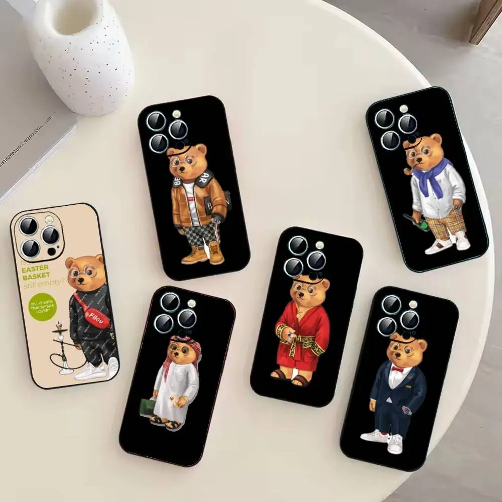 Фото Модный чехол B-Baron Filou B-Bear для iPhone 17, 16, 15, 14, 13, 12, 11 Plus, Pro Max, XS, мягкий силиконовый черный чехол №1