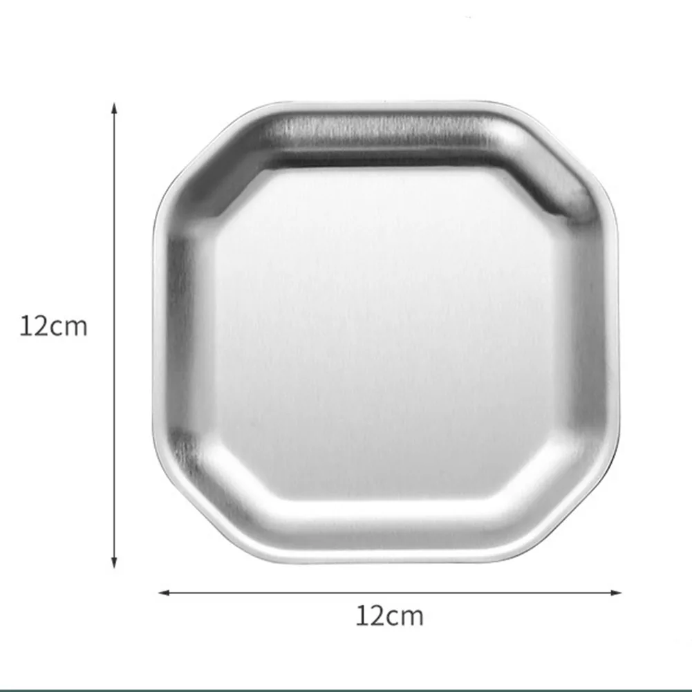 

Stainless Steel Plate Food Home Kitchen Living Room Octagonal Practical Tableware 12-15cm Diameter 1pcs Brand New