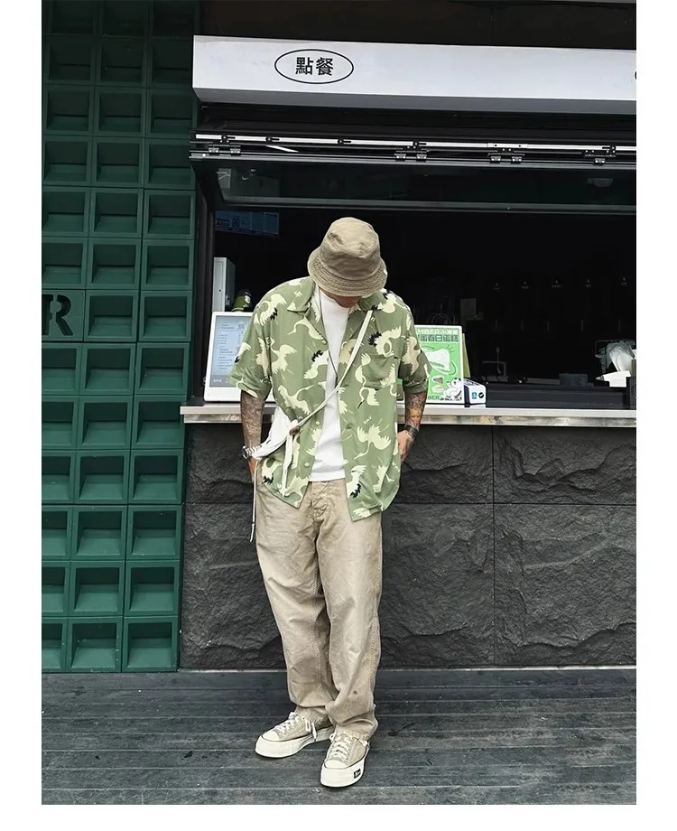 Гавайская пляжная рубашка с коротким рукавом VISVIM Crane TX1196 2024