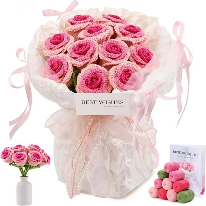 Набор Букетов Цветов MIUSIE Для Вязания Крючком Начинающих — Из Стартовой Пряжи С