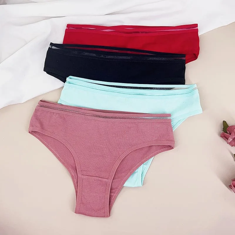 

3 Pcs/Lot Underwear New Arrival 2023 Intimates Girls Underpants Low Rise Solid Color Cotton Briefs Women's Panties 7485