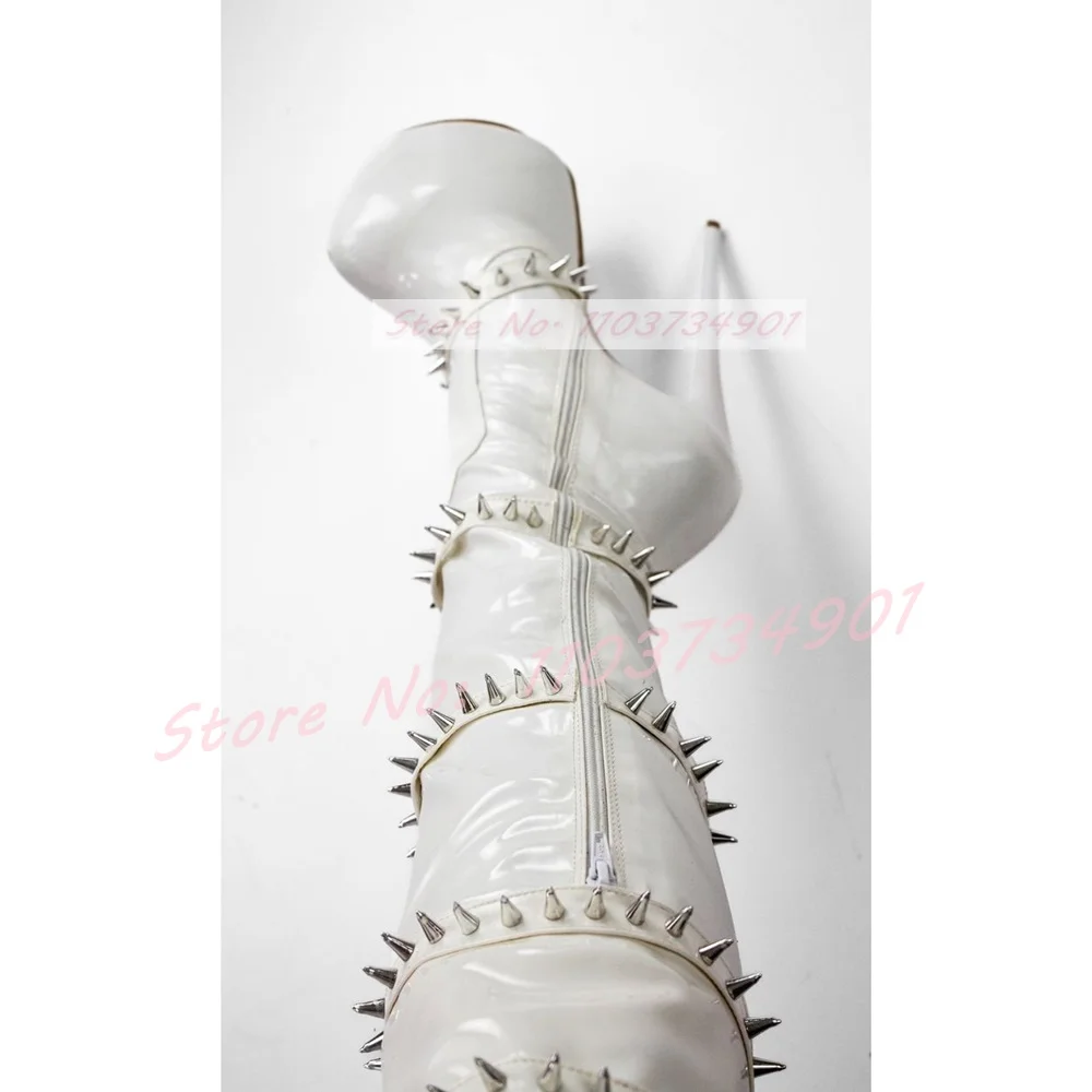 Женские заклепки на платформе боковая молния ремень с пряжкой тонкий высокий