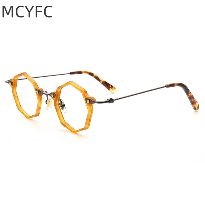 

MCYFC Polygonal Retro Eye Glasses Frame Men Anti-blue Light Acetate+metal Optical Myopia Prescription Eyeglasses Frames Women