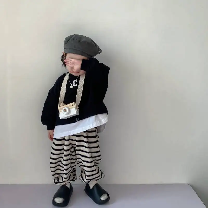 

2023 Spring Kid Cotton Set Clothes for Girls Sweatshirt+Pant 2pcs Outfits Casual Kids Boys Sports Set Long-sleeved Tracksuits