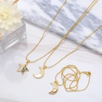 wholesale star moon necklace european and american new all match simple clavicle chain zircon shell splicing necklace