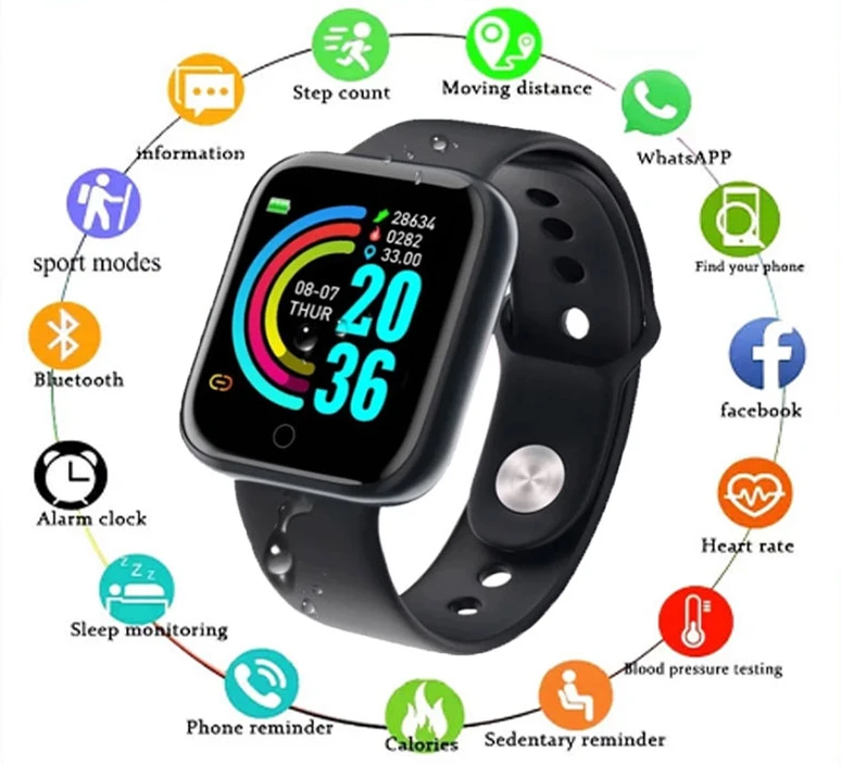 

Smart Watch Y68 Bluetooth Fitness Tracker Sports Watch Heart Rate Monitor Blood Pressure Smart Bracelet for Android