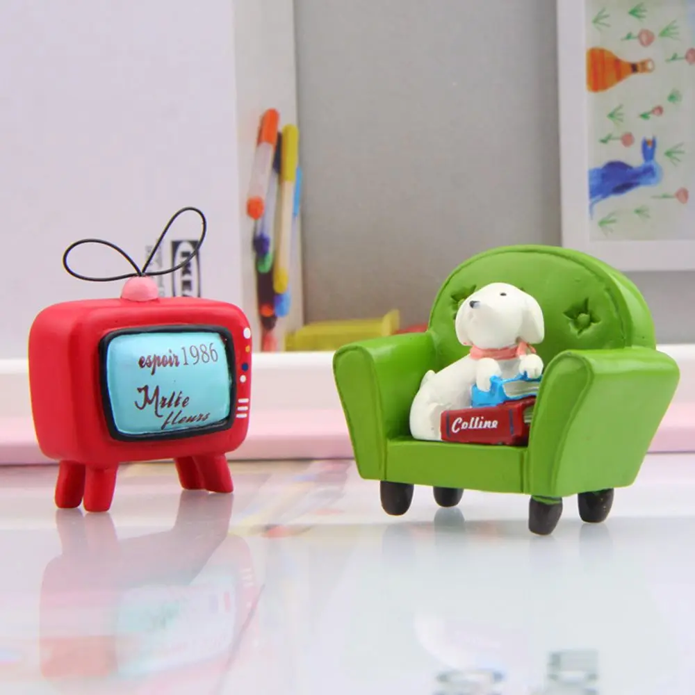 

Decoration Mini Sculpture Garden Animal Outdoor Reading Dog Figurines Miniature Dog Ornament Set Lovely Dog Figures