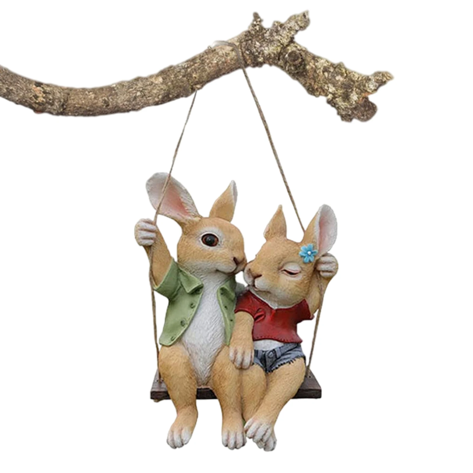 

Cute Resin Swing Rabbit Statue Animal Outdoor Garden Sculpture Garden Lawn Yard Decor Gift Easter Decoration