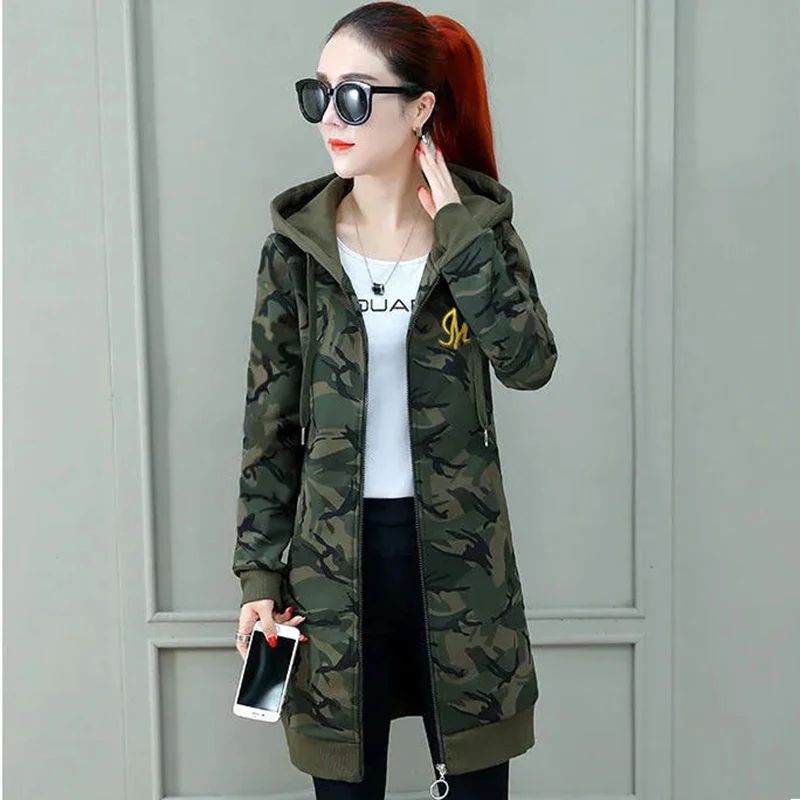 

Ladies Temperament Thickened Camouflage Warm Jacket Women's 2022 Autumn And Winter New Casual Loose Mid-length Pocket JacketLady