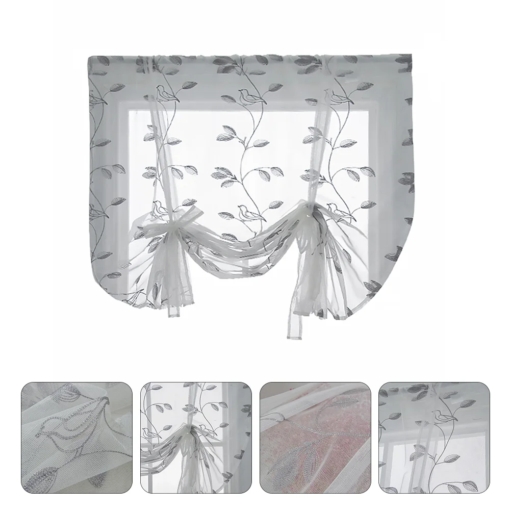 

Window White: Adjustable Tie Curtains Clear Curtain Panel Floral Embroidered Vertical Drapes for Bedroom Living Room Decor