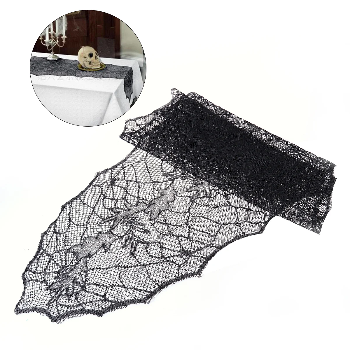

Tablecloth Table Lace Spider Coverkitchen Overlay Tabletop Collection Rectangular Web Runner Decorations
