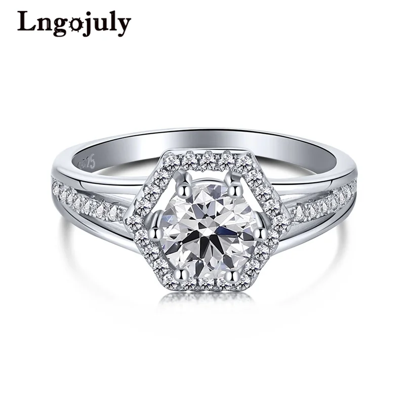 

Bague Femme Anillos Mujer 925 Sterling Silver Women's Ring Hexagon Wedding Rings For Women Bride Wedding Party Jewelry Gifts