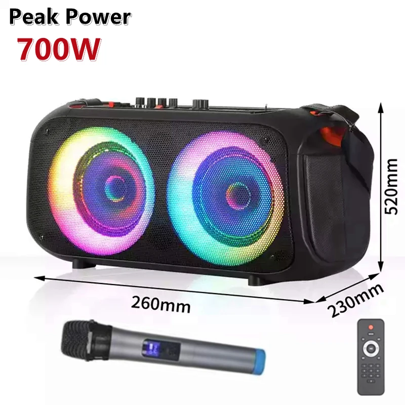 

Dual 6.5-inch Bluetooth Speaker Portable Column Bass Subwoofer with Fm Radio LED Display Remote Control Wireless Micphone TF USB