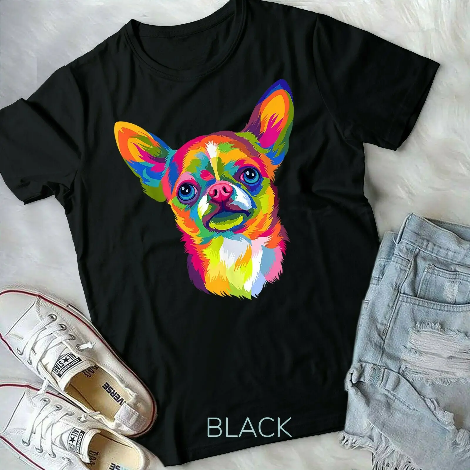 

Pop Art Chihuahua Cute Paw Pet Gift Men Women Kids Dog Lover Form T-Shirt