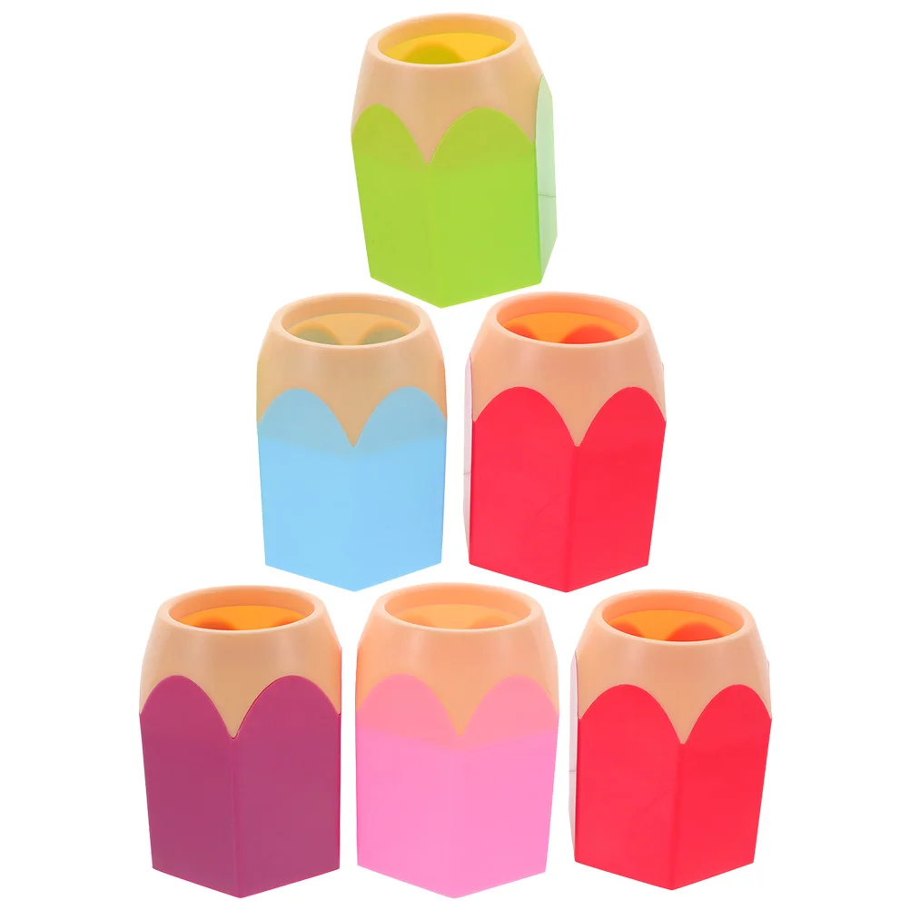 

6 Pcs Color Contrast Pen Holder Cute Containers Crayon Lovely Classroom Kawaii Organizer Pencils