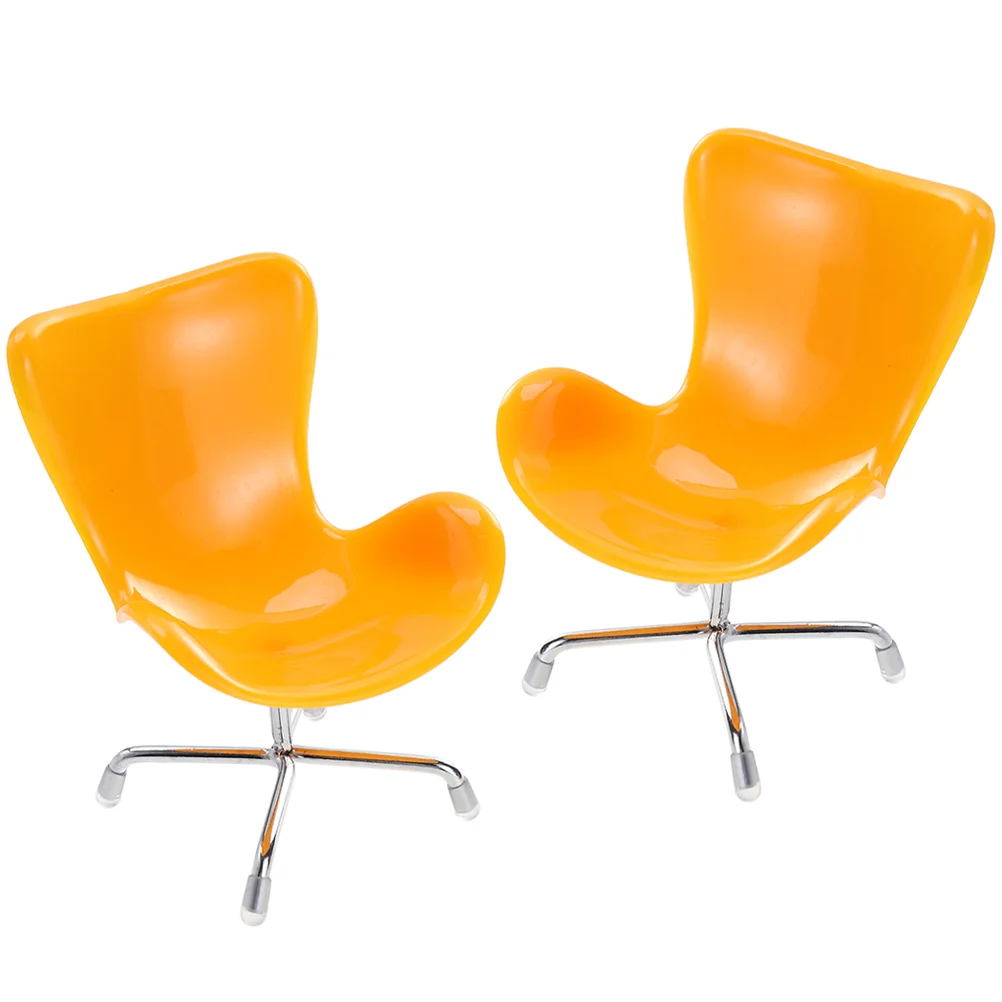 

2 Pcs Decor Lovely Mini Chair Realistic Miniature Furniture Wear-resistant Toy Delicate Metal Adorable