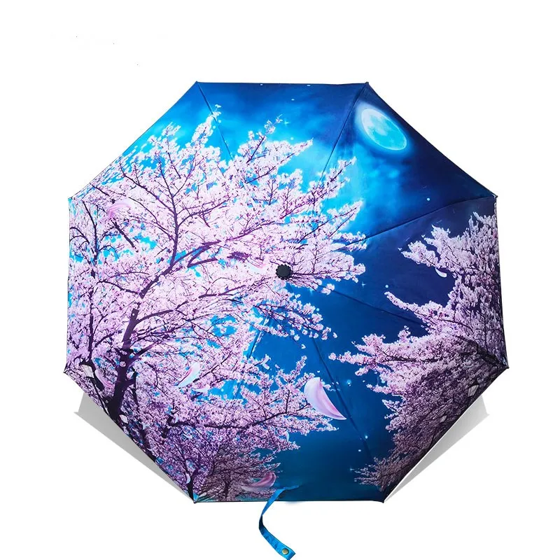 

Folding Umbrella Female Van Gogh Painting Chinese Art Sakura Umbrellas Rain Women Windproof Anti-UV Sun Parasol